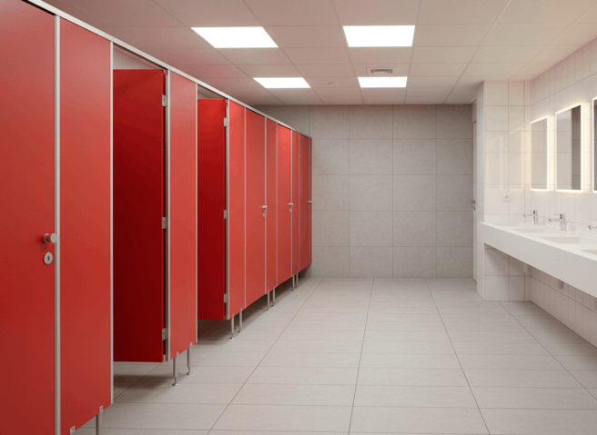 Сантехнические перегородки HPL Красный