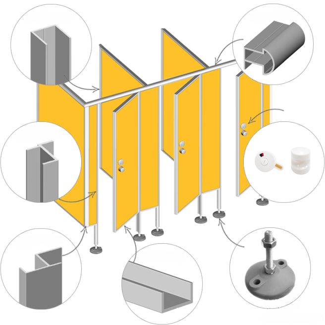 Профиль и фурнитура сантехнических перегородок